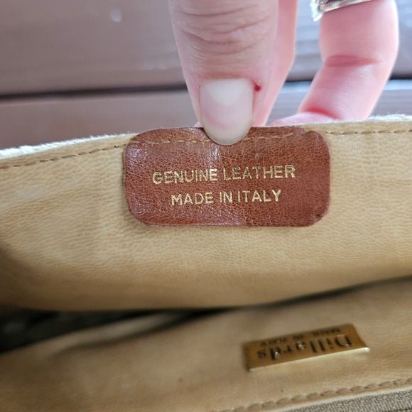 Dillards Vintage Cream Tweed & Leather Crossbody Shoulder Bag Beach Neutral‎ - Picture 9 of 12